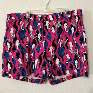 Crown & Ivy Pink and Blue Women's Shorts With Seahorse Print